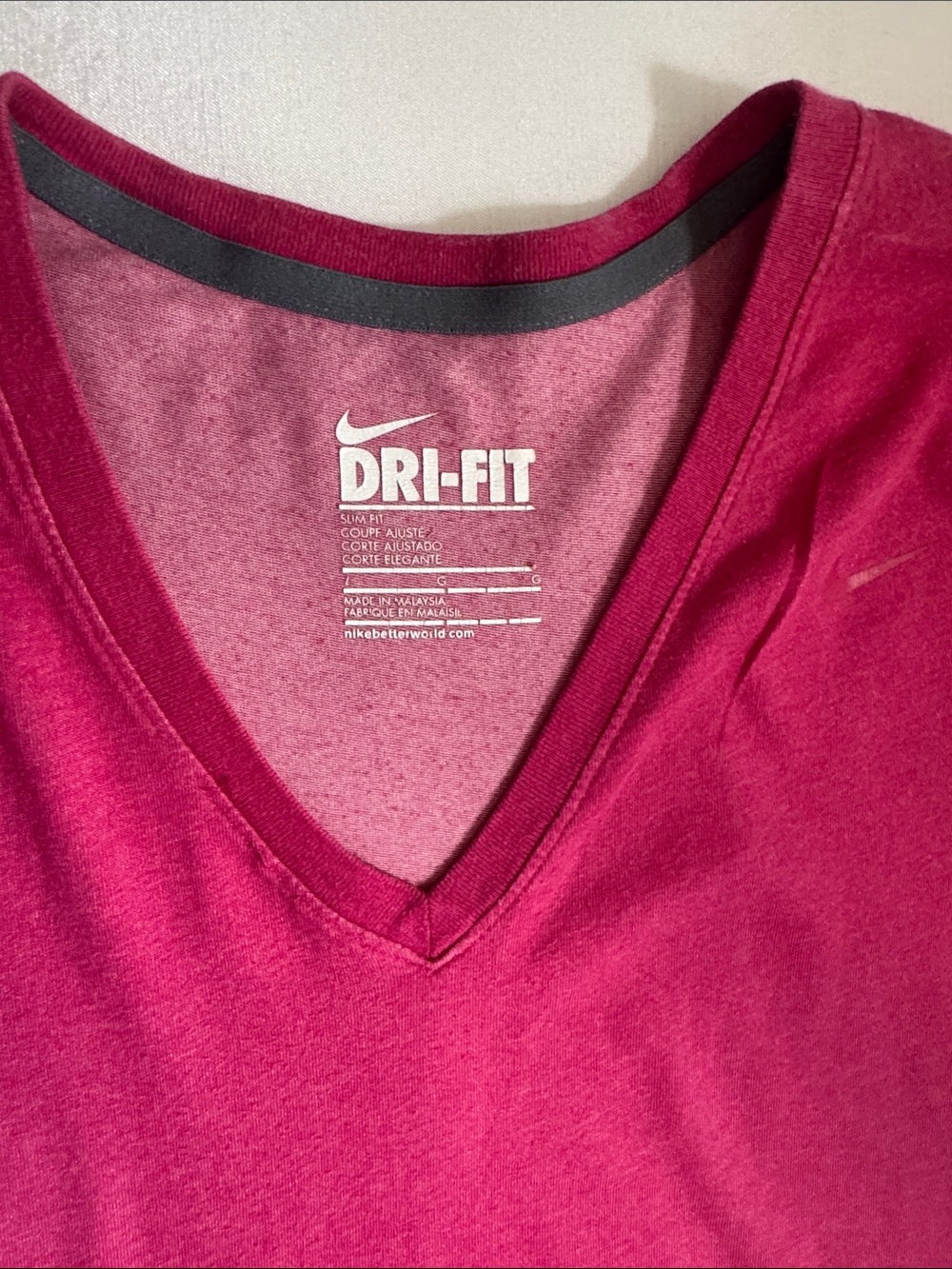 Nike Women's Short-Sleeve V-Neck Tee - Deep Magenta0043 - Picture 2 of 4